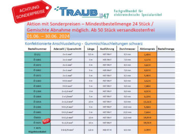 Sonderpreisaktion Konfektionierte Anschlussleitungen