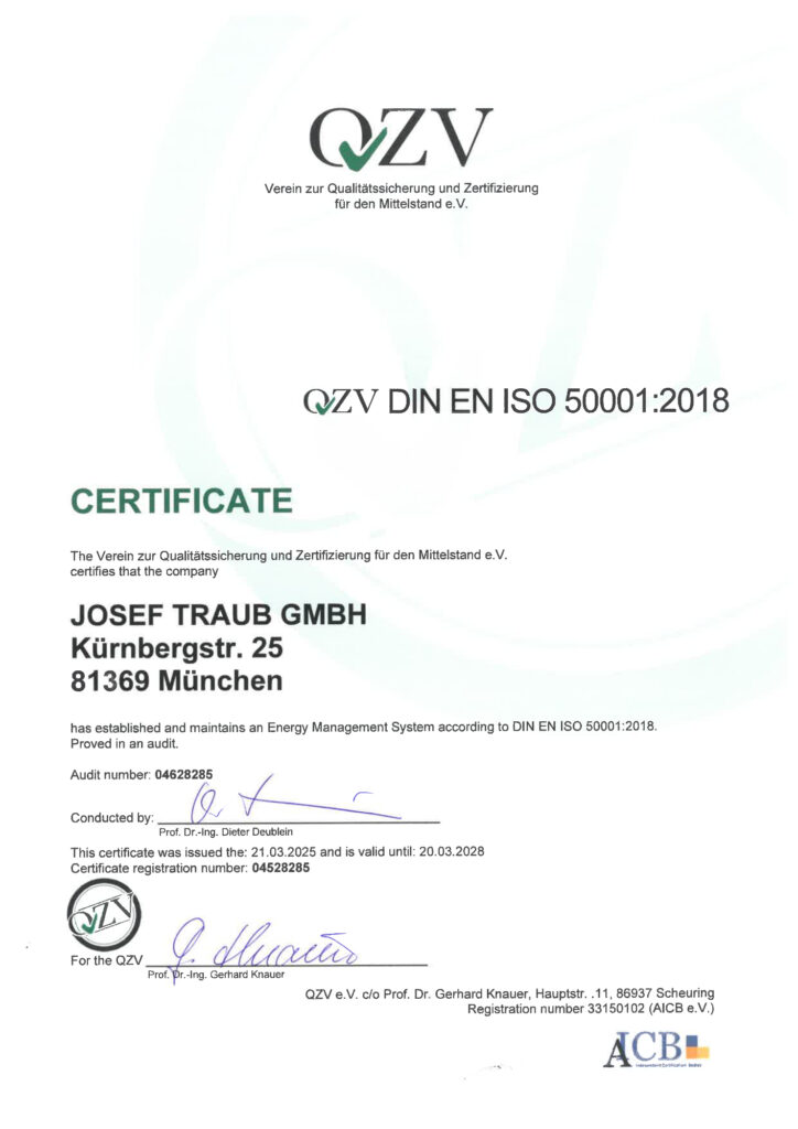 ISO 5001 Zertifikat in englischer Sprache