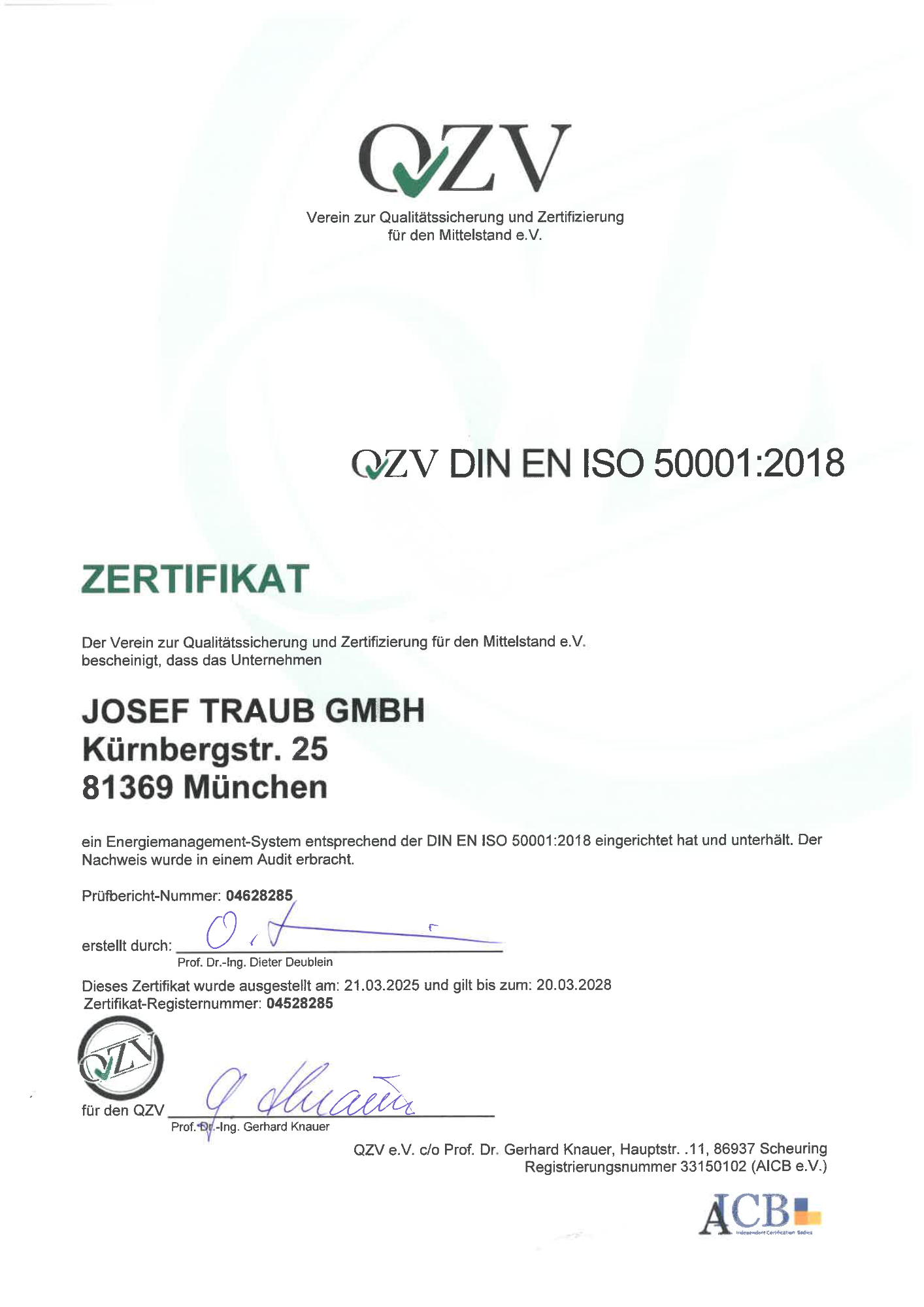 ISO 5001 Zertifikat in deutscher Sprache